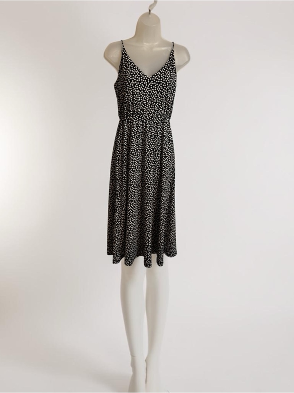 NWT H&M Black Dress with White Dot Print Midi  SMALL   #CL - Picture 2 of 9